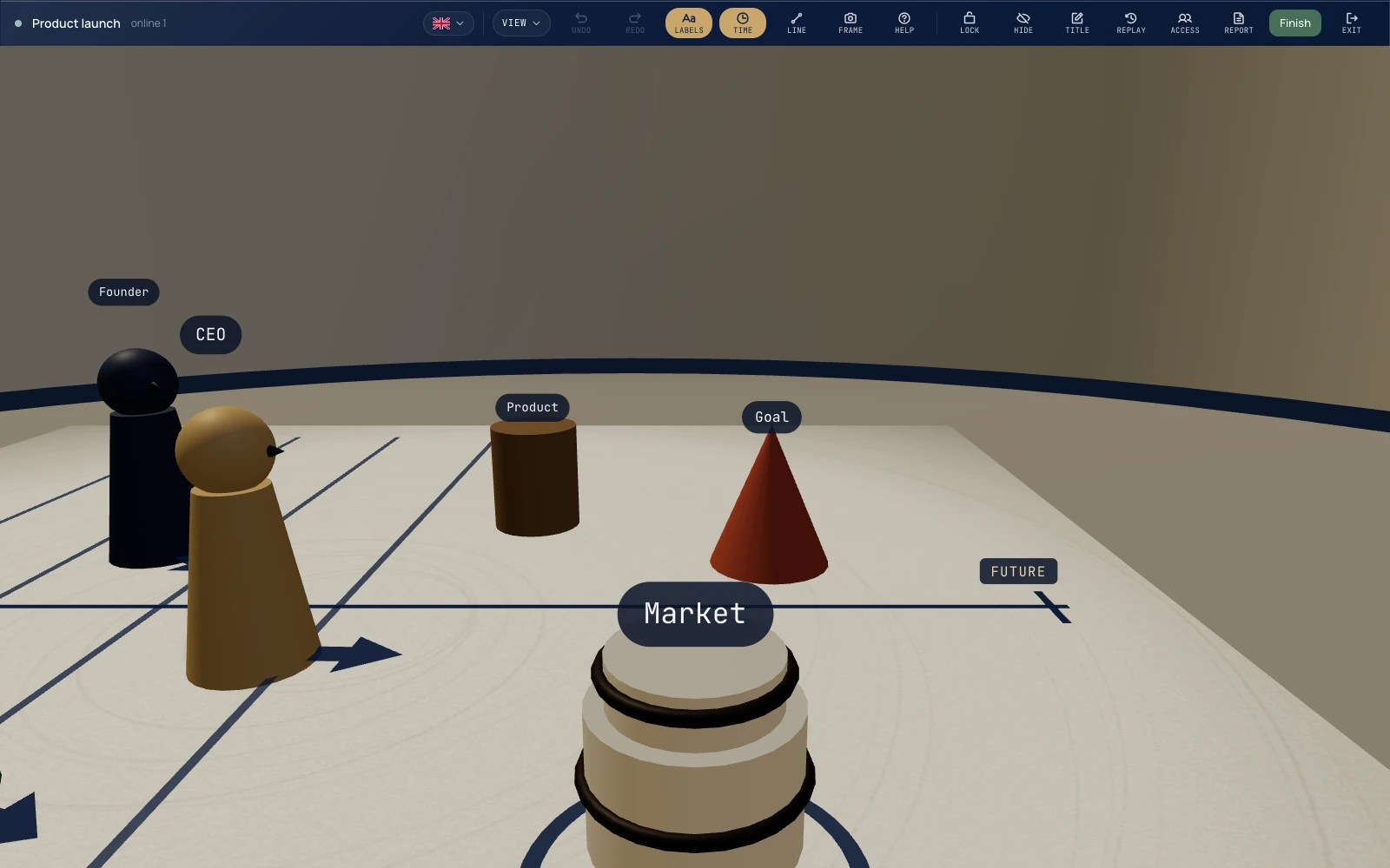 The board seen through the eyes of a representative (the POV camera)